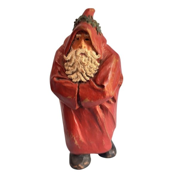 Vintage De La Ronde Folk Art Santa Claus Sculptured Figurine Signed 1988 7 1/8" - Picture 1 of 8